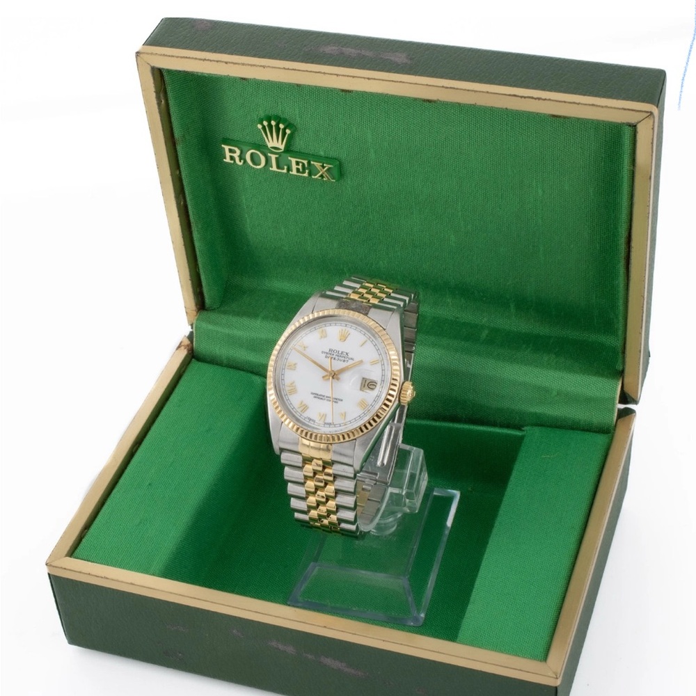 Men's Rolex OP Datejust Two-Tone 36mm Watch Ref 16013 White Dial w/Box W211228-1